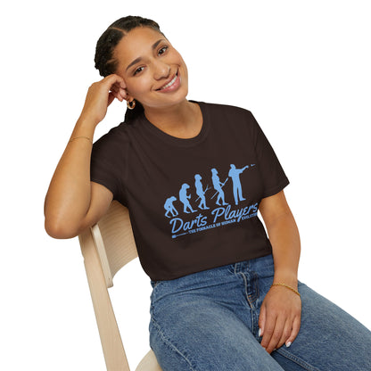 Darts Players Evolution T-Shirt — Funny Darting Evolution Graphic Tee for Players & Fans