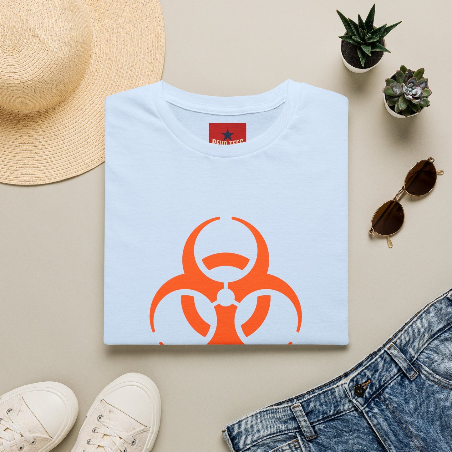 Graphic T-Shirt — Orange Biohazard Icon with “I HAVE THE SNIFFLES”