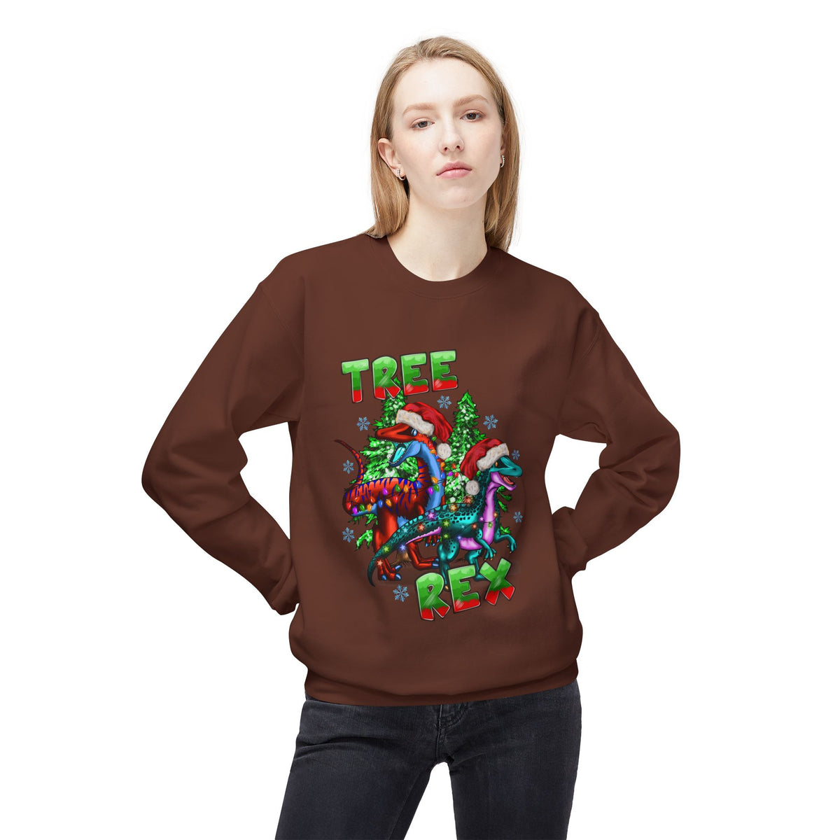 Tree Rex Christmas — Festive Dinosaur Holiday CrewneckSweatshirt