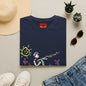 T-Shirt — Banksy Style Soldier with Childlike Doodle Flowers