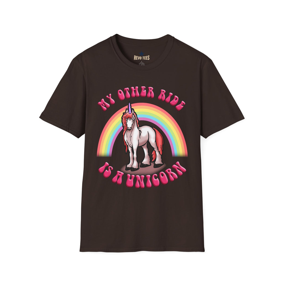 Revotees Unicorn Rainbow My Other Ride Is a Unicorn Retro Graphic T-Shirt - alternate view 4
