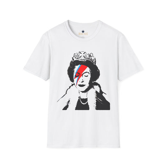 Revotees Banksy Queen with Lightning Bolt Retro Bowie Inspired Portrait T-Shirt