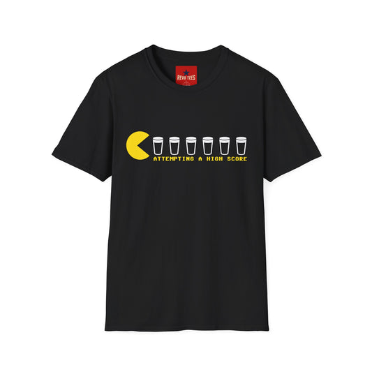 Pac-Man 'Attempting a High Score' Tee — Funny Gaming Beer T-Shirt