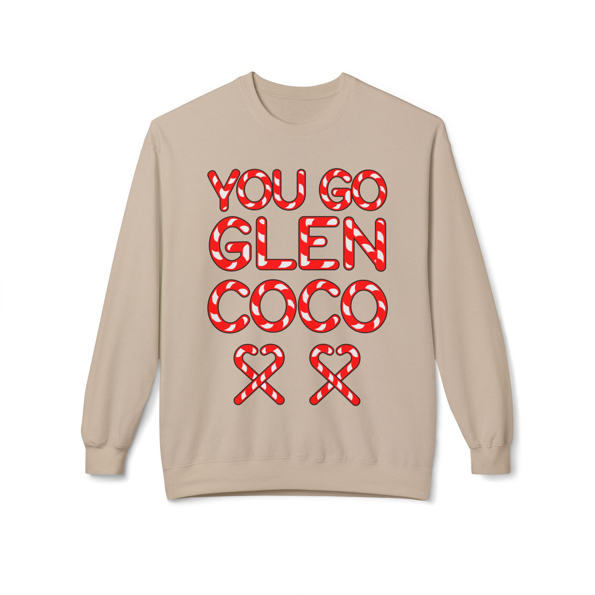 "You Go Glen Coco" Candy Cane Holiday Graphic Crewneck Sweatshirt