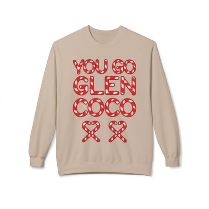 "You Go Glen Coco" Candy Cane Holiday Graphic Crewneck Sweatshirt