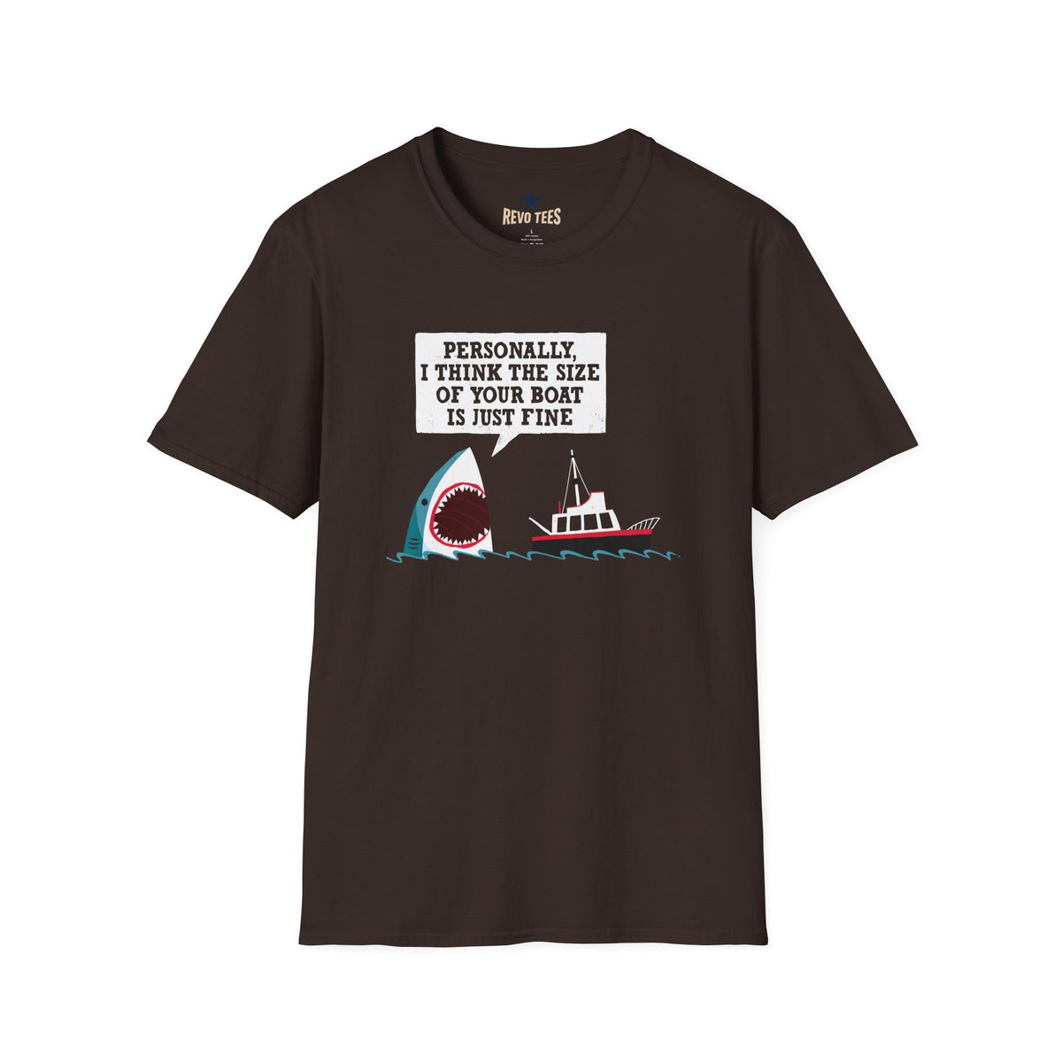 Revotees Shark Joke Personally I Think the Size of Your Boat Is Just Fine Graphic T-Shirt - alternate view 4