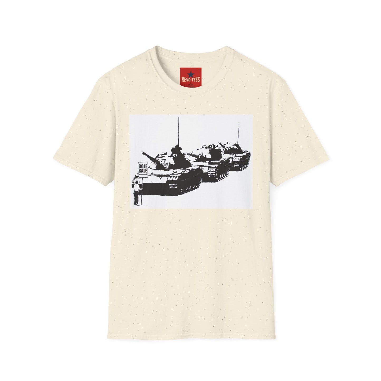Banksy Tank Lineup Graphic T-Shirt — Stencil Military Tanks Design