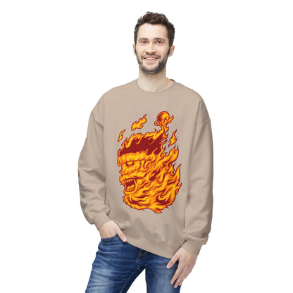Flaming Santa Skull Redneck - I mean Crewneck Sweatshirt