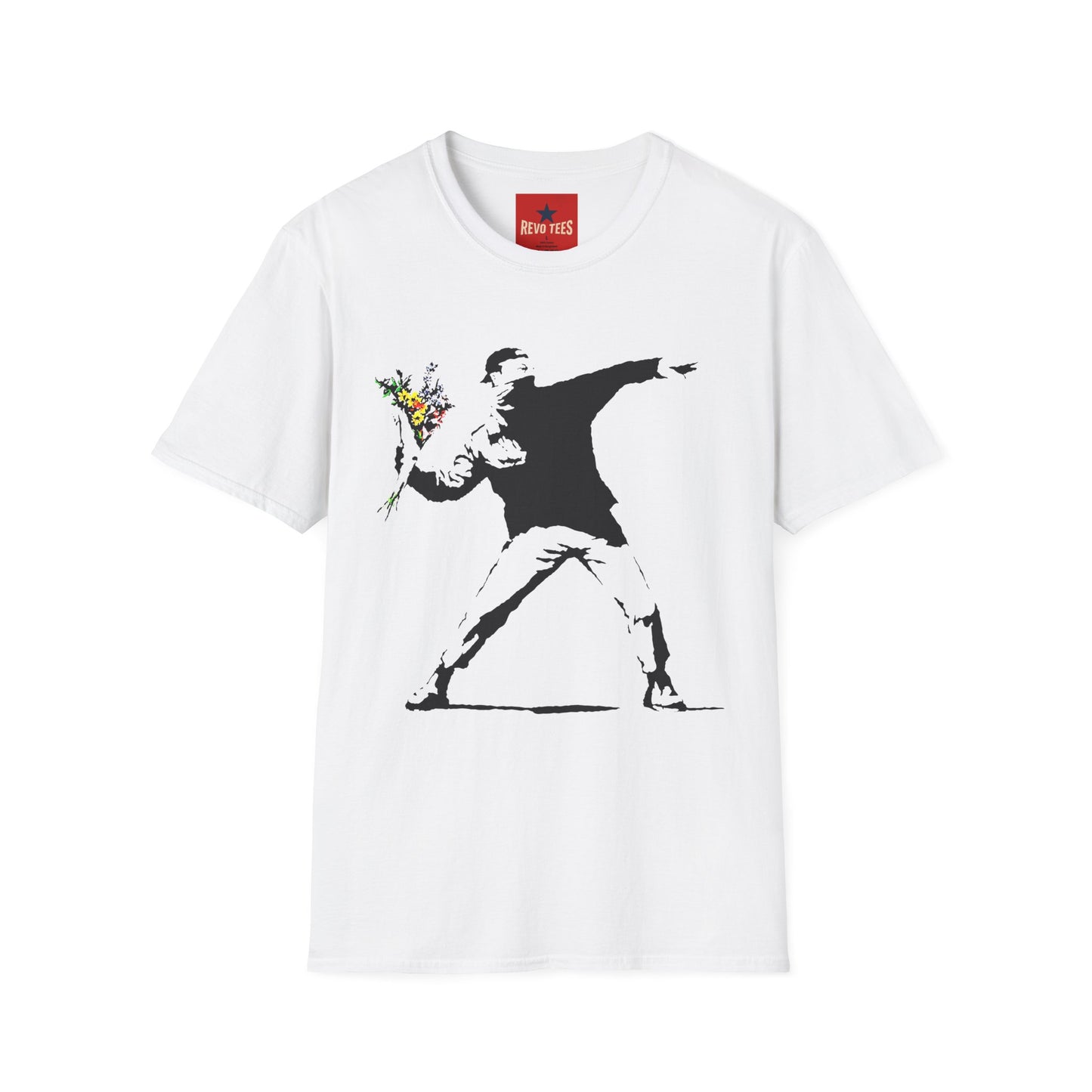 Banksy-Style Flower Bomber T-Shirt — Street Art Protest Graphic Tee
