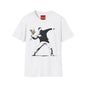 Banksy-Style Flower Bomber T-Shirt — Street Art Protest Graphic Tee