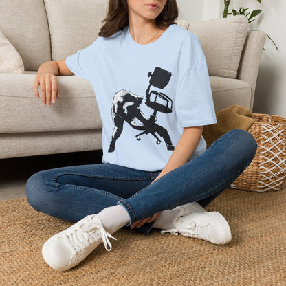 Banksy T-Shirt — Black Cat Tossing Office Chair Graphic Tee