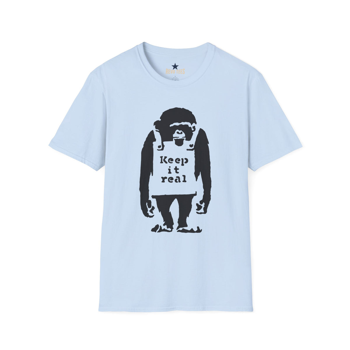 Revotees Banksy Keep It Real Monkey Graphic Vintage Streetwear Casual Gift T-Shirt - alternate view 6
