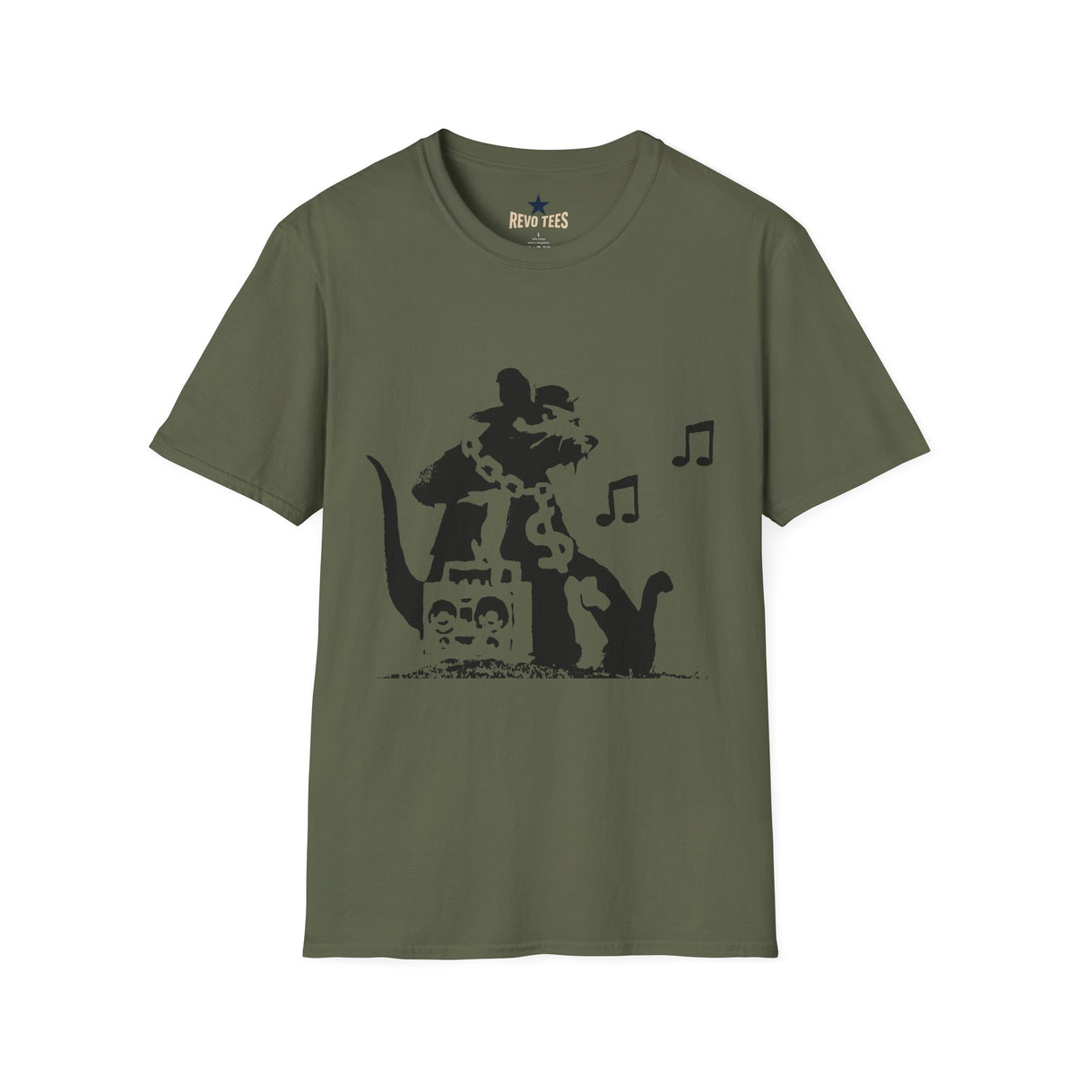 Revotees Music Cat Black Silhouette Singing Rat Graphic T-Shirt - alternate view 4
