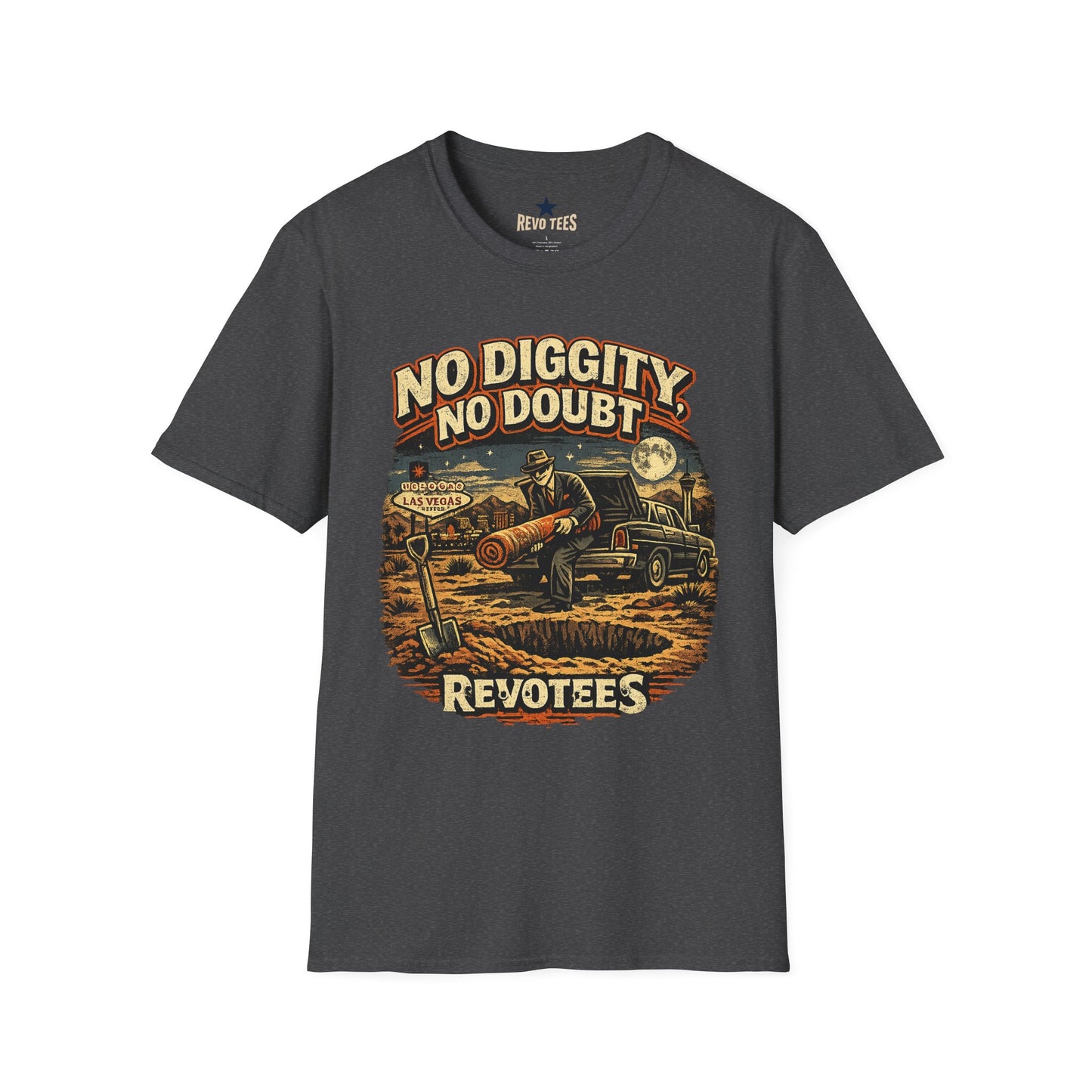REVOTEES No Diggity No Doubt Retro Graphic Tee — Vintage Vegas Nightshirt Design