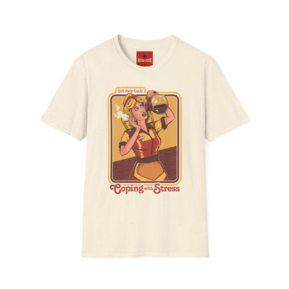Coping with Stress Retro Coffee Tee — "Self Help Guide" Graphic T-Shirt