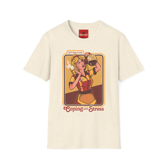 Revotees Coping with Stress Retro Coffee Self Help Guide Graphic T-Shirt