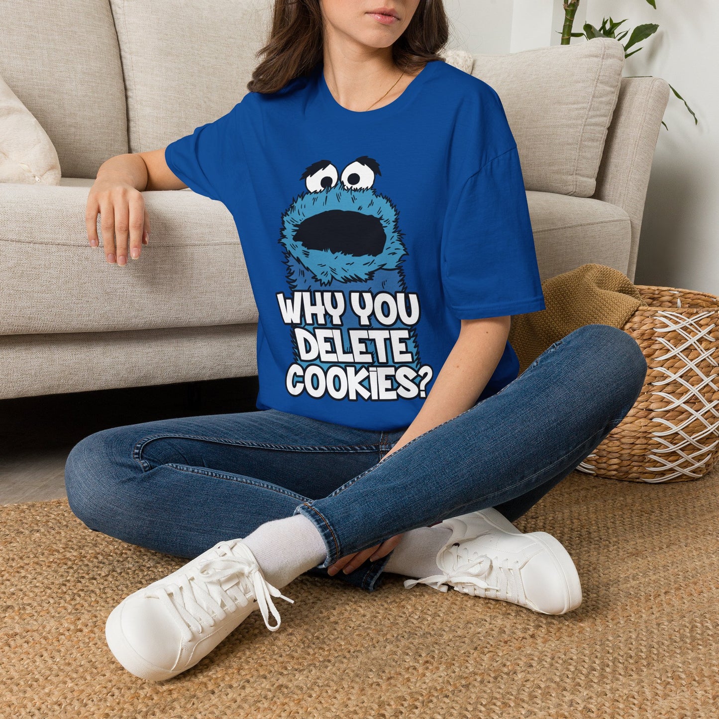 Cookie Monster "Why You Delete Cookies?" T-Shirt — Funny Retro Kids TV Graphic Tee