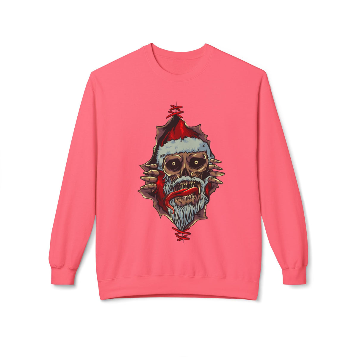 Skull Santa Crewneck Sweatshirt — Horror Christmas Graphic