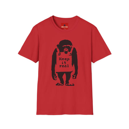 Banksy T‑Shirt — 'Keep It Real' Monkey Graphic Tee — Vintage Streetwear, Casual Gift