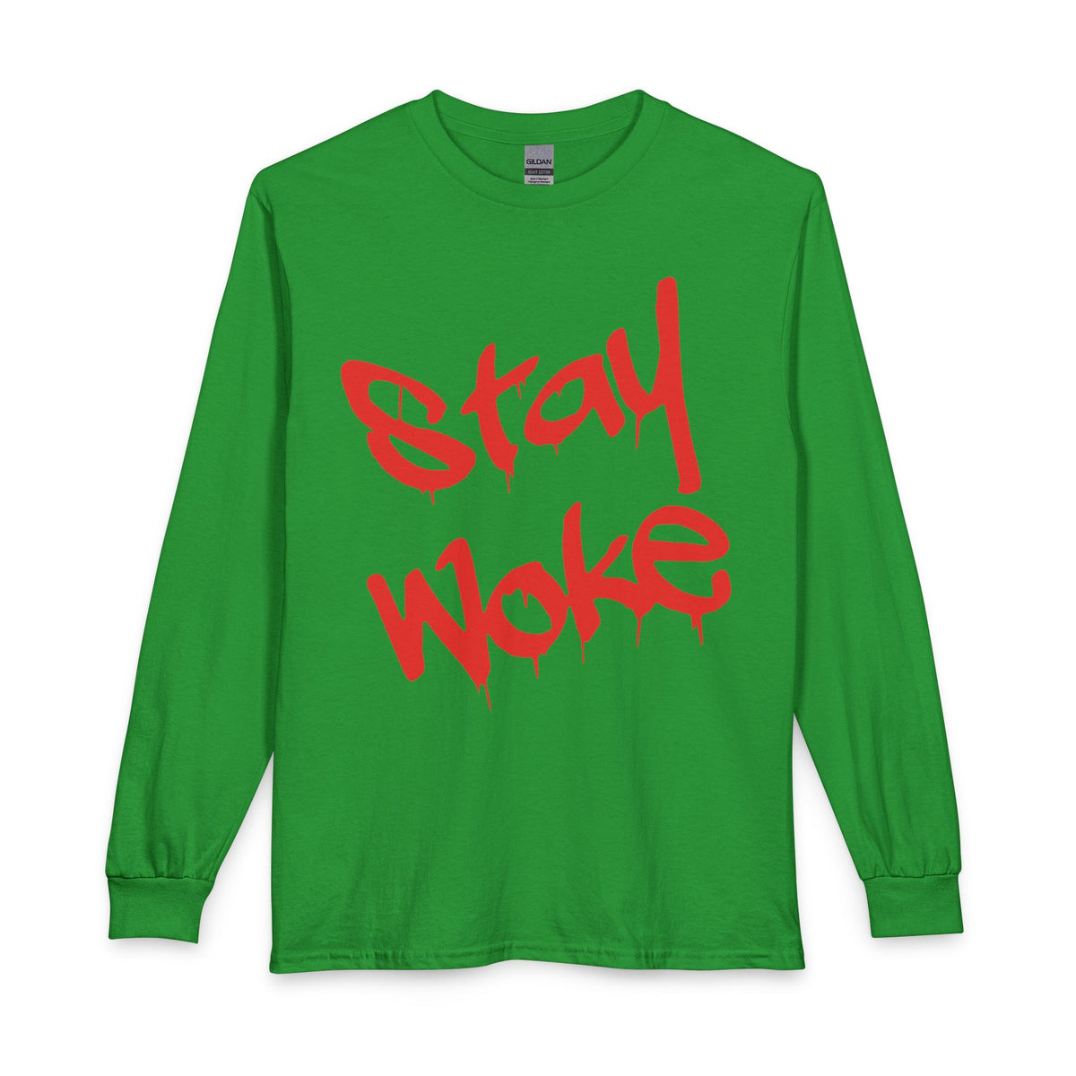 Stay Woke Long Sleeve Tee – Red Blood Graffiti Script Shirt