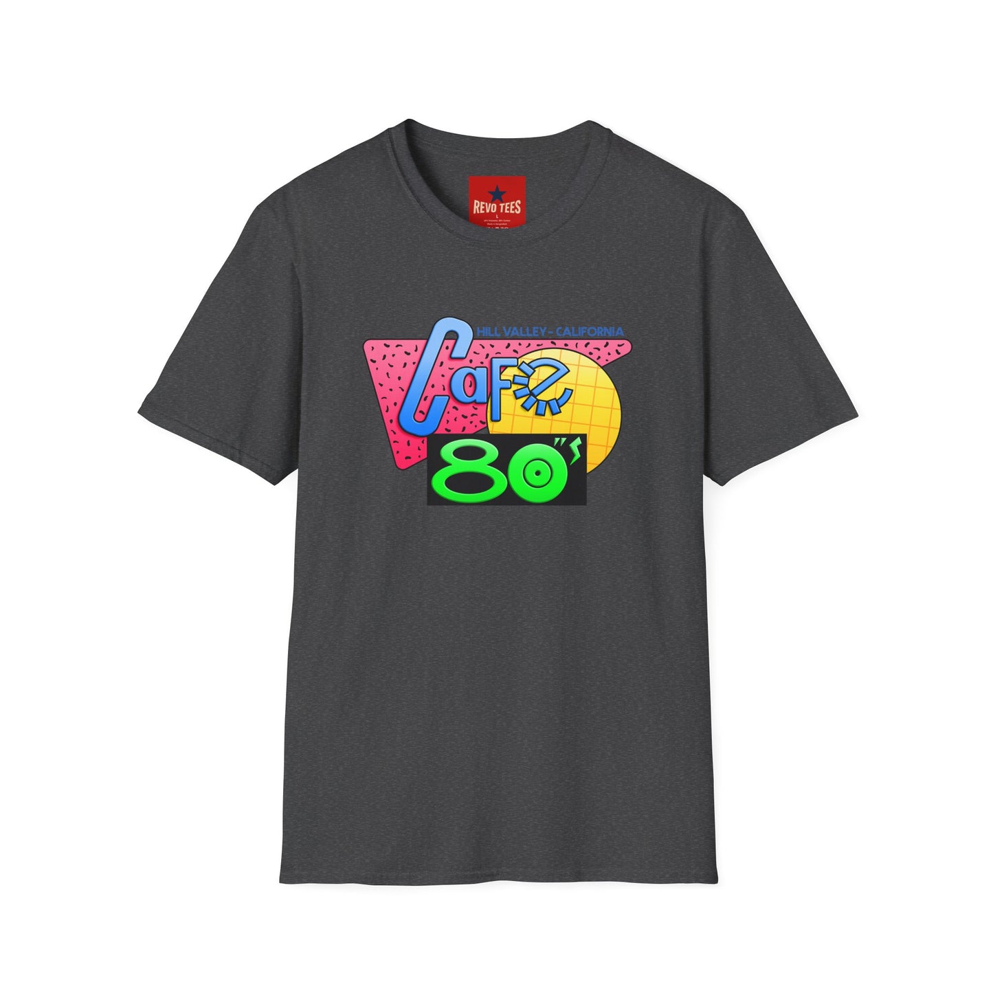 Retro 80s Cafe T-Shirt — Vintage Memphis-Style Neon Graphic Tee