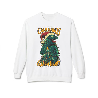 Christmas Godzilla - "Cold Hands Warm Heart" Holiday Crewneck Sweatshirt