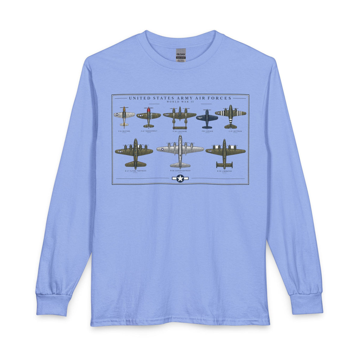 USAF WWII Selection of Military Aircraft Fleet - Long Sleeve Tee