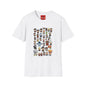 Cute Chibi Characters Crewneck T‑Shirt — Cartoon Character Grid Tee