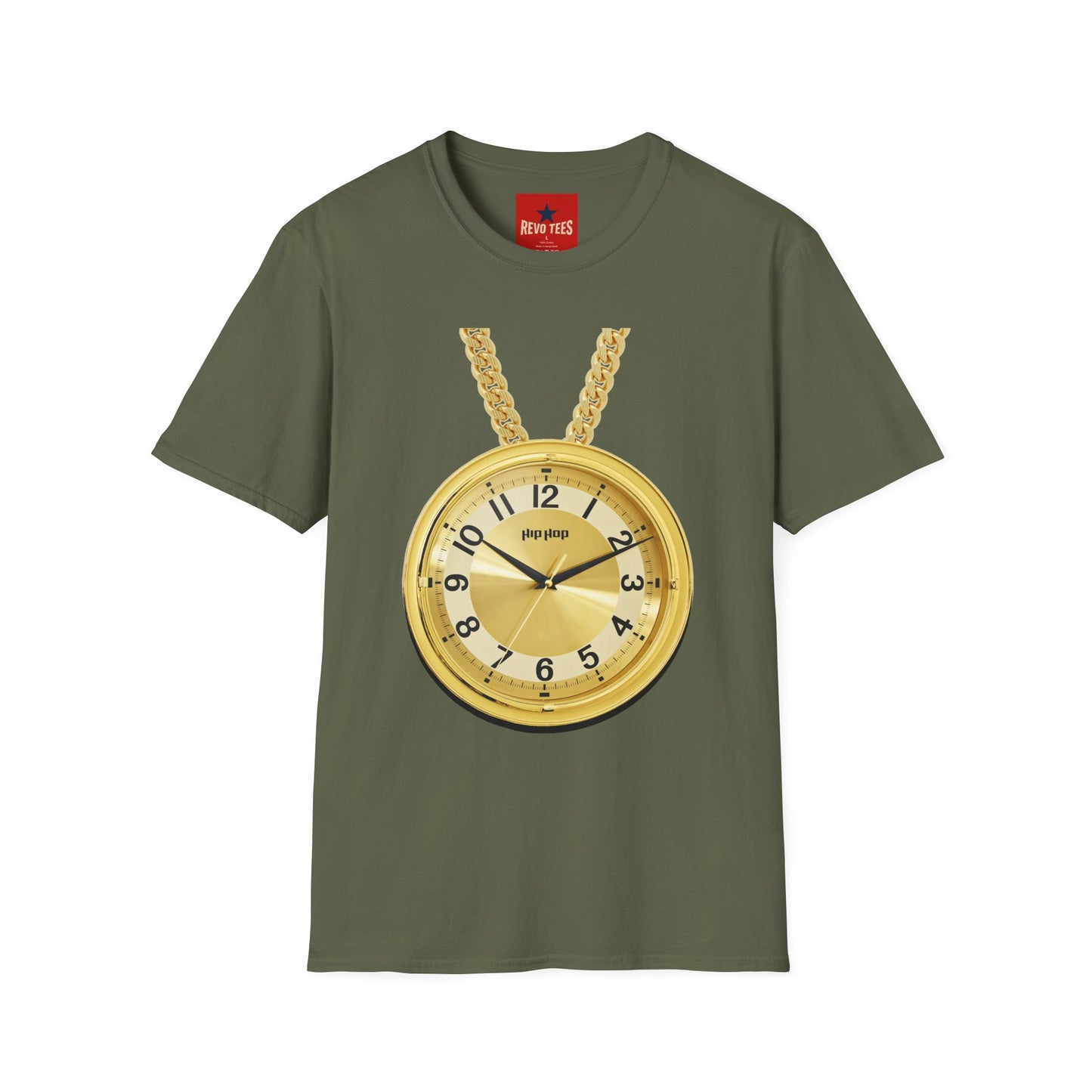 Gold Pocket Watch Necklace T-Shirt — Vintage Clock Graphic Tee