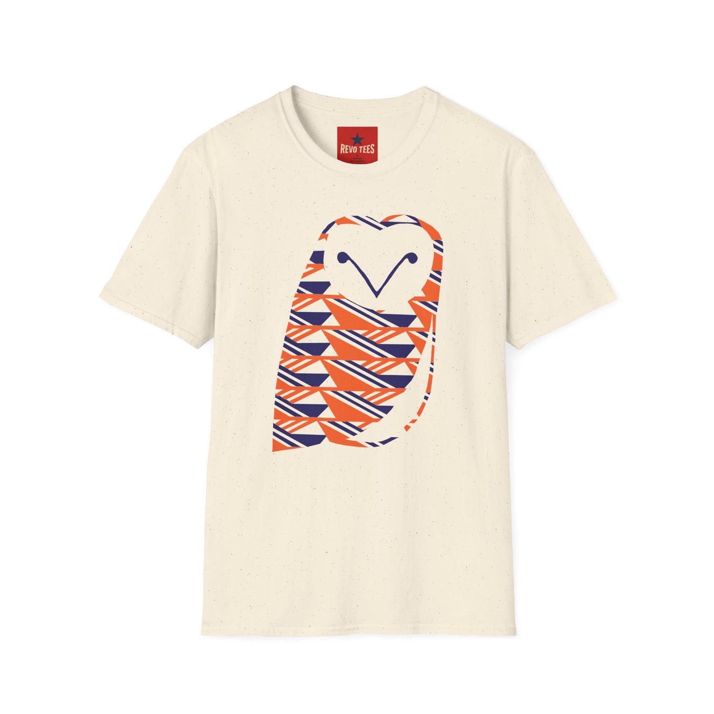 Owl Pattern T-Shirt — Geometric Orange & Navy Cute Owl Graphic Tee