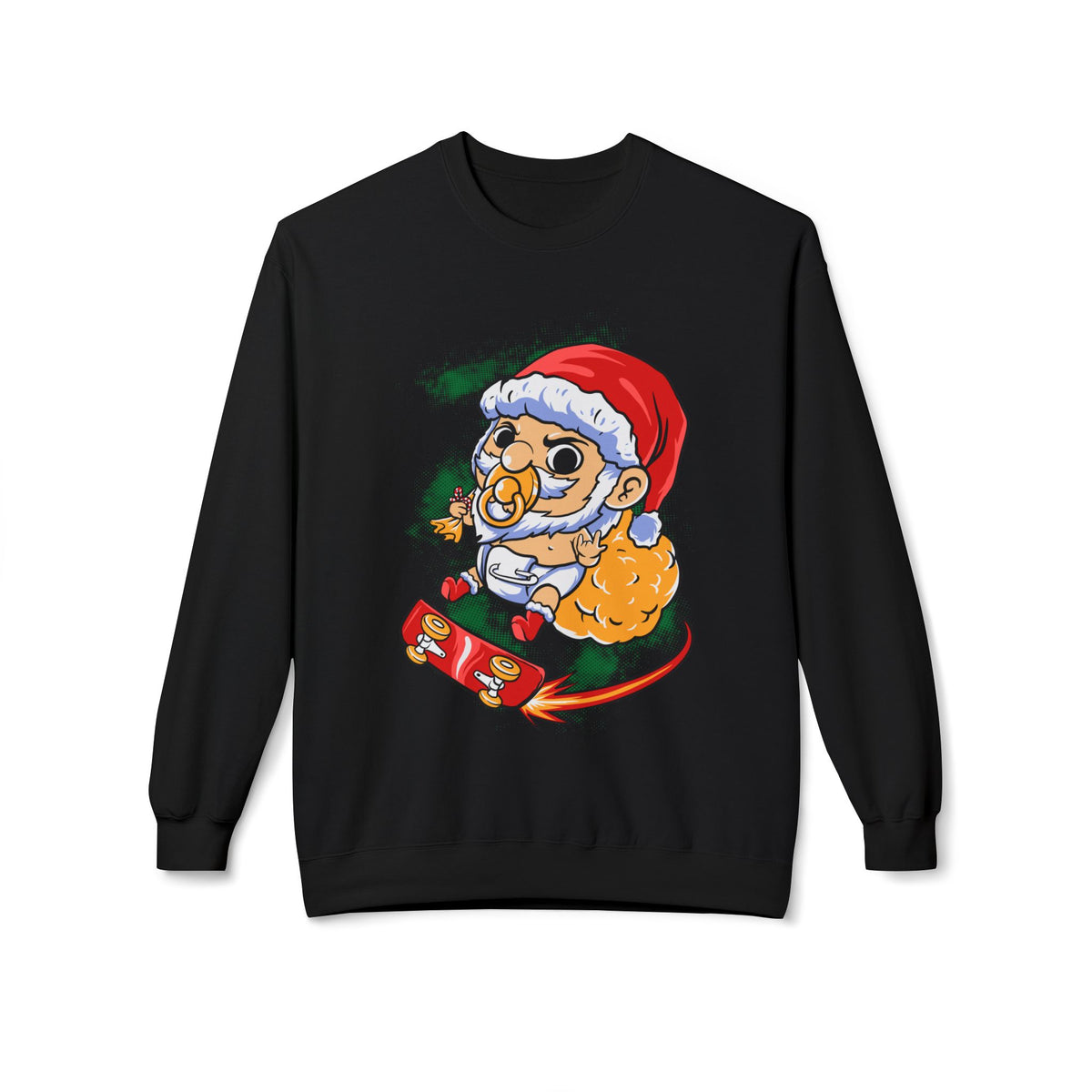Christmas Skateboard — Santa Skateboarding Holiday Sweater Crewneck Sweatshirt