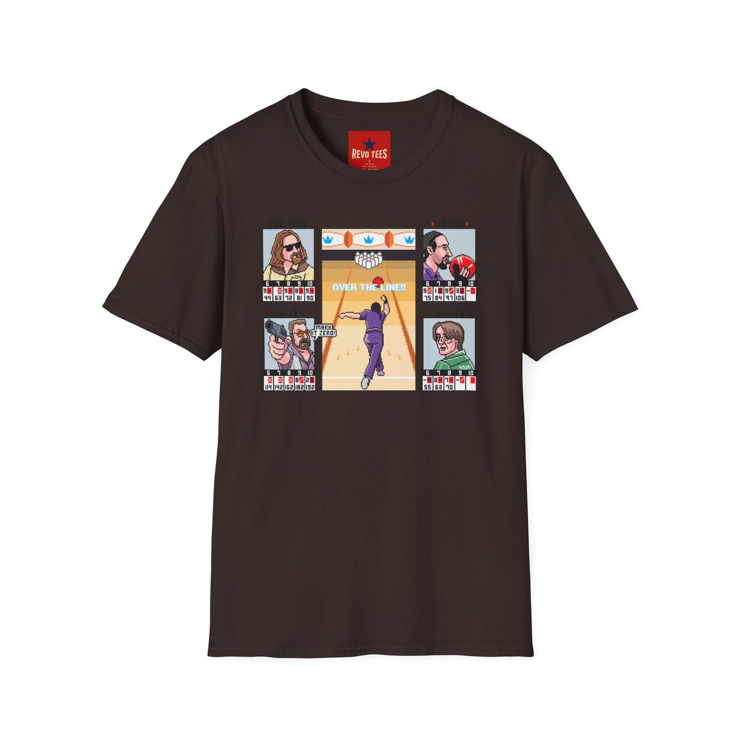 The Big Lebowski Bowling Grid T-Shirt – "Over the Line" Retro Gamer Design