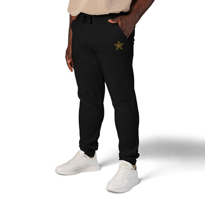 REVOTEES Embroidered 'R' Star Joggers – Black Fleece Sweatpants
