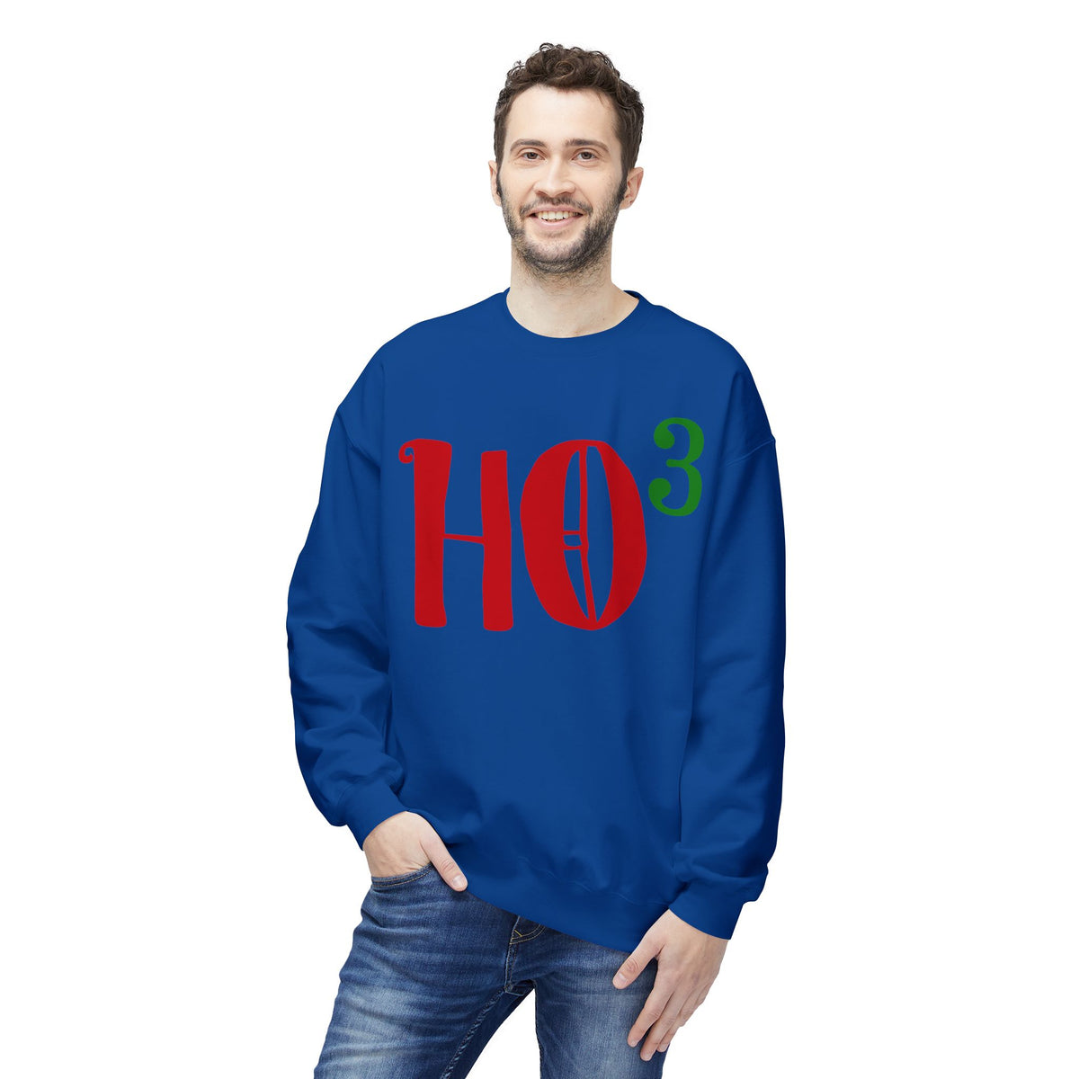 Christmas HO — Festive Red & Green Holiday Crewneck Sweatshirt