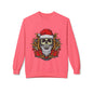 Skull Santa — Edgy Christmas Skull with Santa Hat and Gifts Crewneck Sweatshirt
