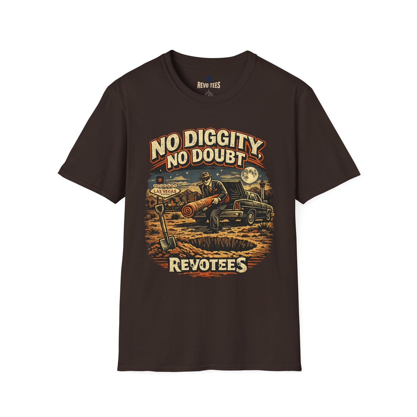 REVOTEES No Diggity No Doubt Retro Graphic Tee — Vintage Vegas Nightshirt Design