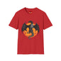 Dragon Moon T-Shirt — Black Dragon Silhouette with Orange Moon