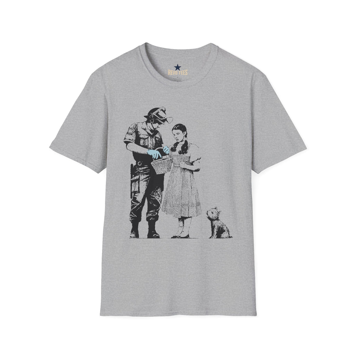 Revotees Banksy Police Officer and Girl Stencil Art Banksy Style T-Shirt