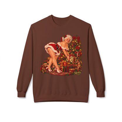 REVOTEES Bend over and give a present - Vintage Pin-Up Christmas Sweatshirt