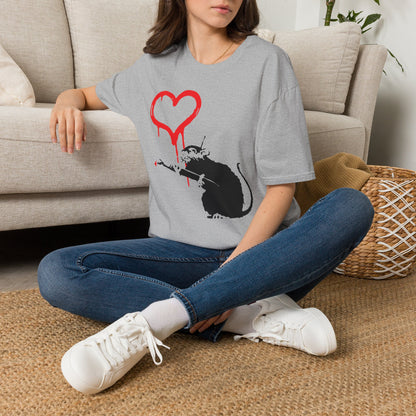 Banksy-Inspired Rat Stencil T-Shirt — Dripping Heart Street Art Tee