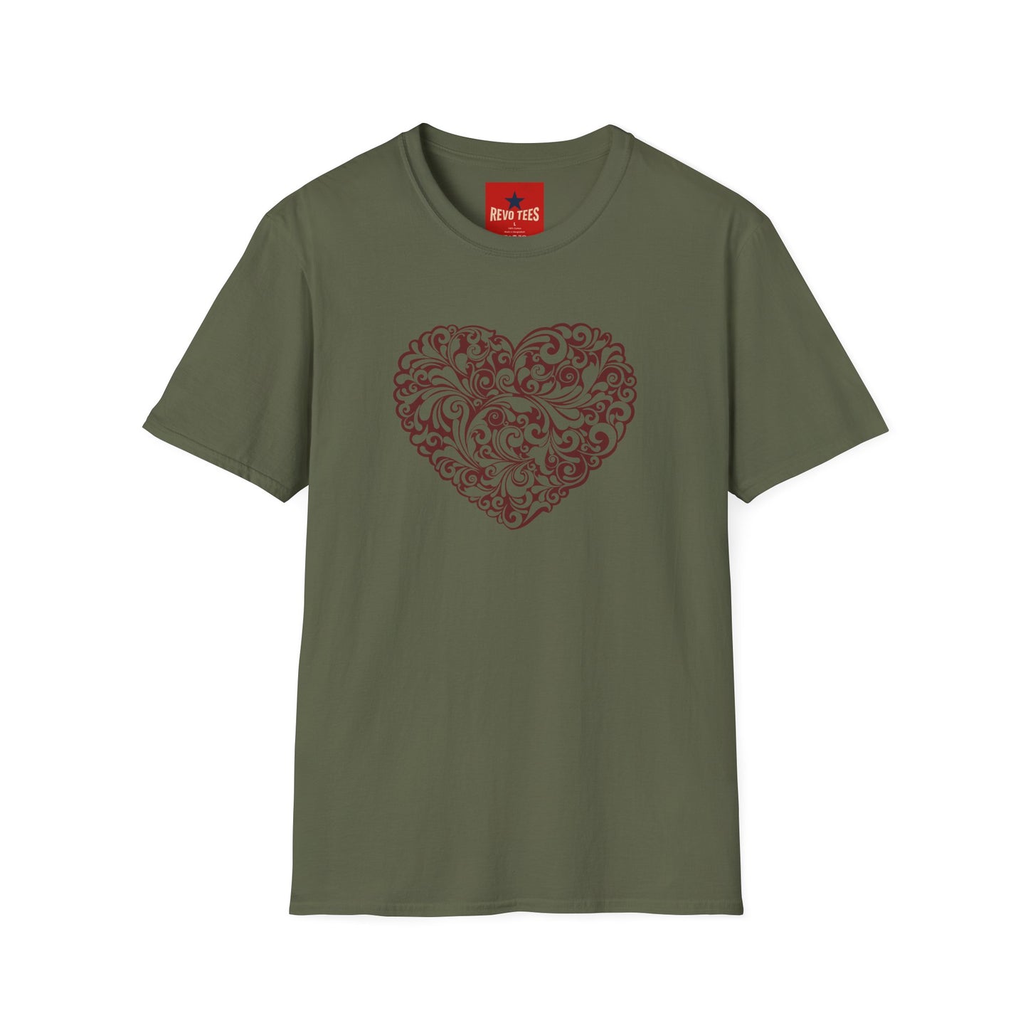 Ornate Floral Heart T-Shirt — Vintage Filigree Valentine Tee