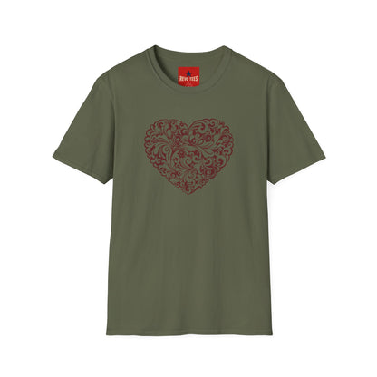 Ornate Floral Heart T-Shirt — Vintage Filigree Valentine Tee