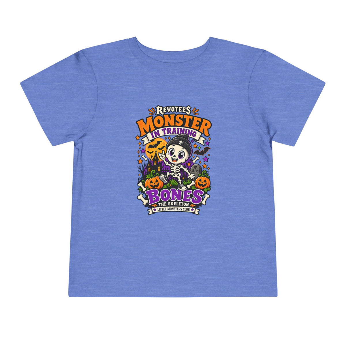 REVOTEES Toddler Tee — "Monster in Training" Cute Skeleton Halloween Shirt