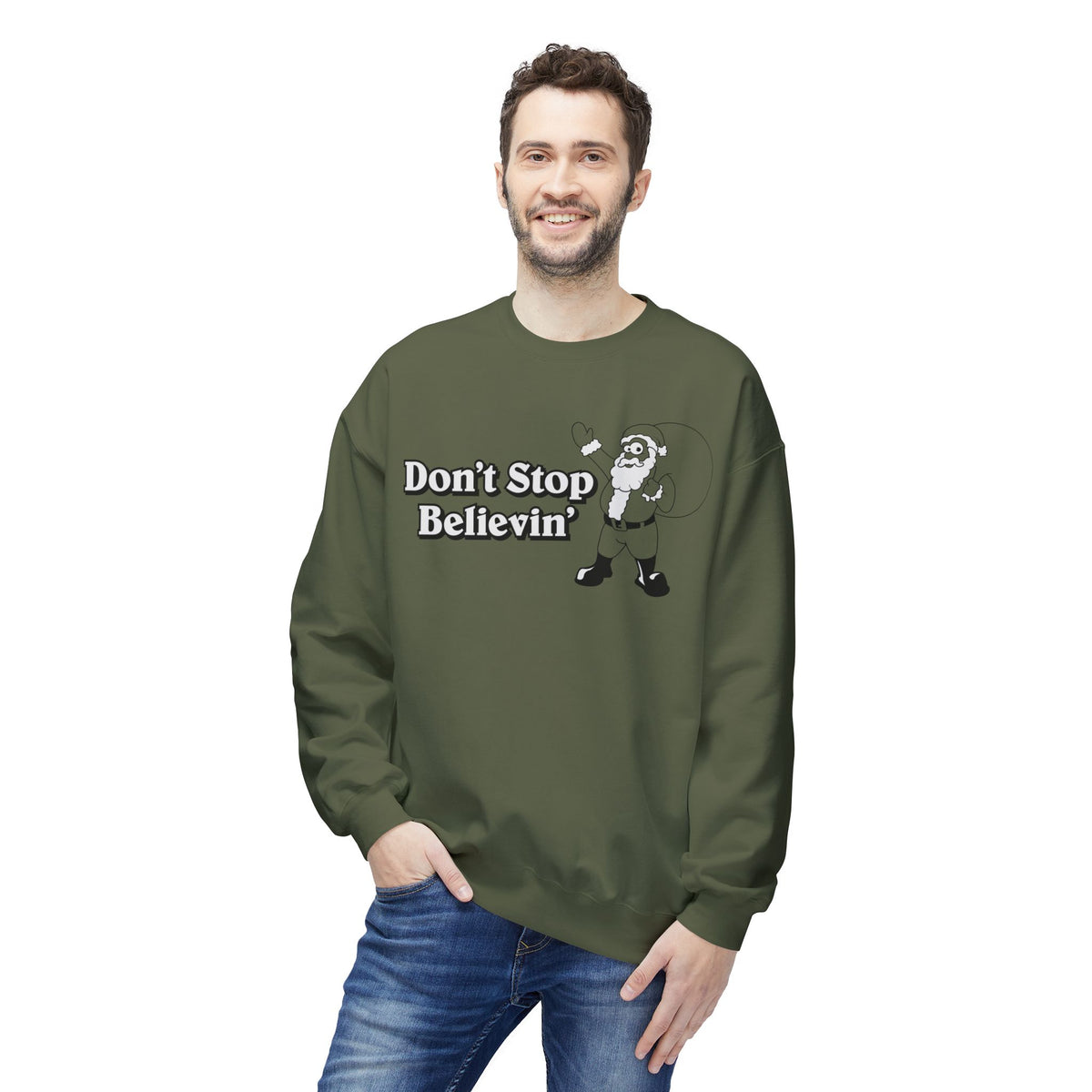 Christmas - 'Don't Stop Believin'' Santa Crewneck Sweatshirt