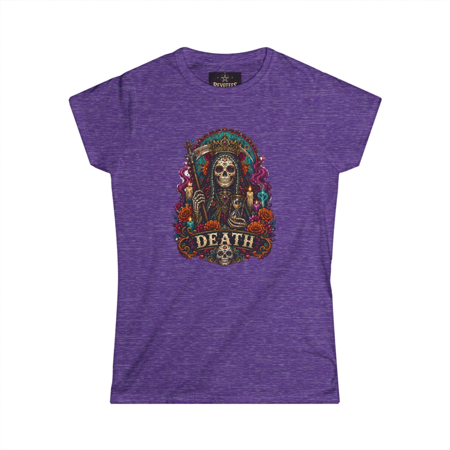 Day of the Dead "Death" Skull Tee — Women's Gothic Floral Graphic Shirt