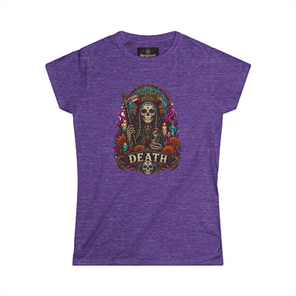 Day of the Dead "Death" Skull Tee — Women's Gothic Floral Graphic Shirt