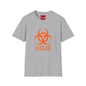Graphic T-Shirt — Orange Biohazard Icon with “I HAVE THE SNIFFLES”