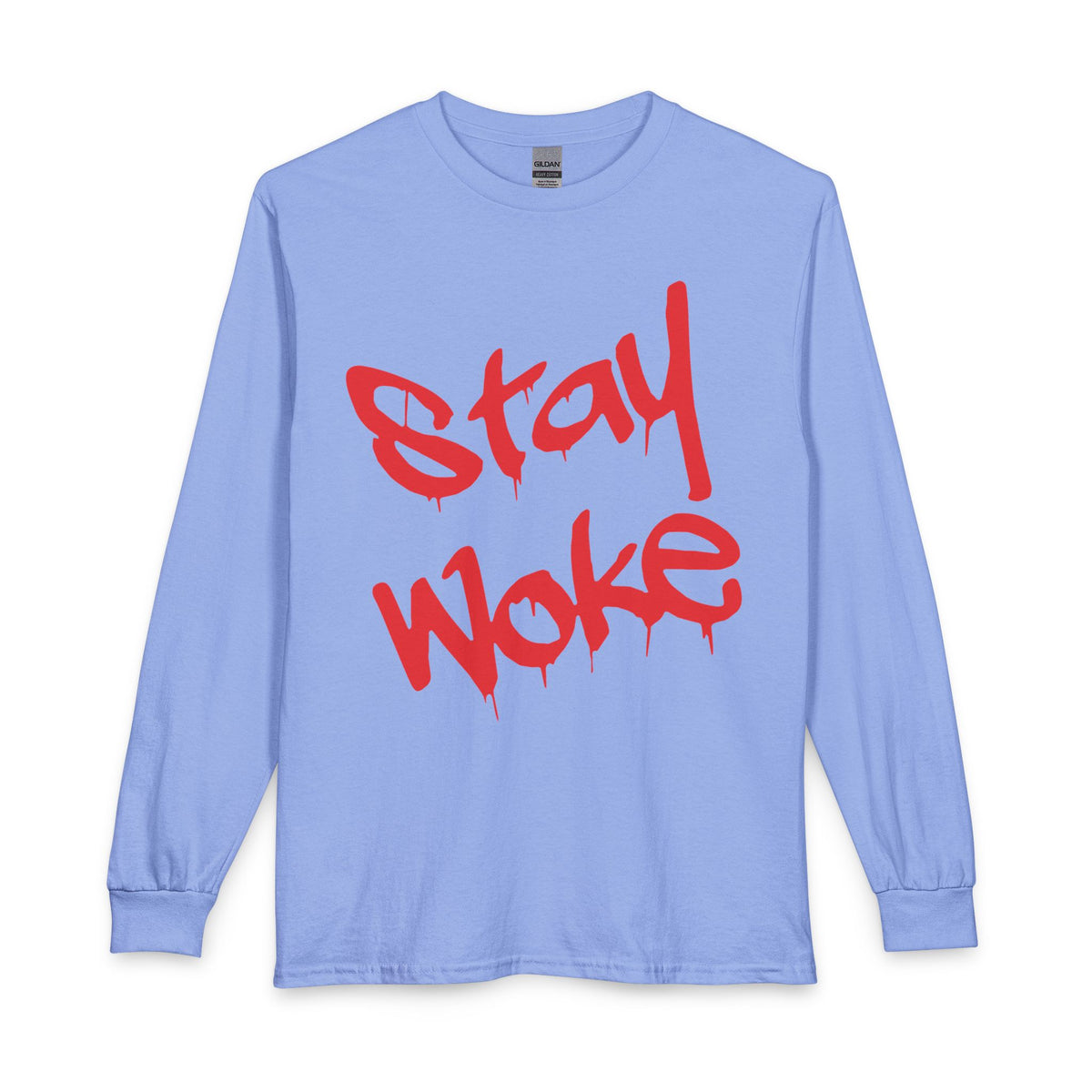 Stay Woke Long Sleeve Tee – Red Blood Graffiti Script Shirt