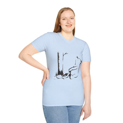 Bear & Tree Minimalist Graphic T-Shirt