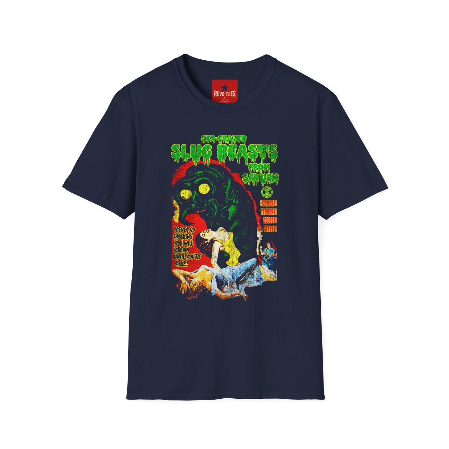Slug Beasts T-Shirt — Retro Horror Monster Graphic Tee (Glow‑In‑Green)